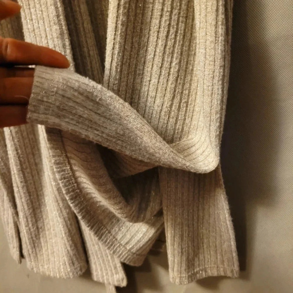 OPHELIA ROE Beige metallic gold stretchy ribbed Midi Dress Wmn's XL NYE career - Picture 10 of 13